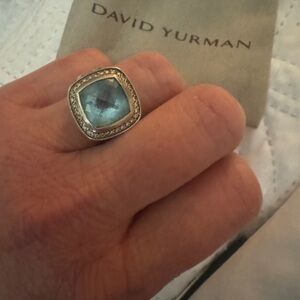 David Yurman Blue Topaz Albion ring. Size 7, can be resized!